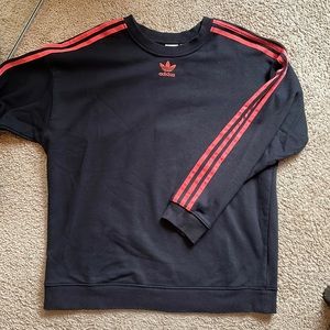 Orange Adidas Crew Neck with 3 Stripes and Patch